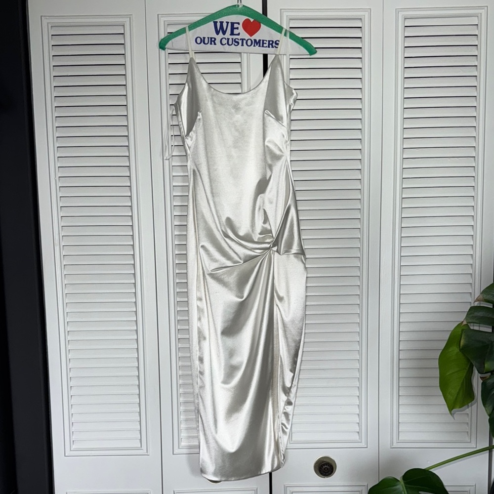 JLUXLABEL White Satin Spaghetti Strap Dress